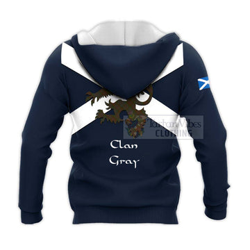 Gray Tartan Lion Rampant Knitted Hoodie Proudly Display Your Heritage with Alba Gu Brath and Clan Name