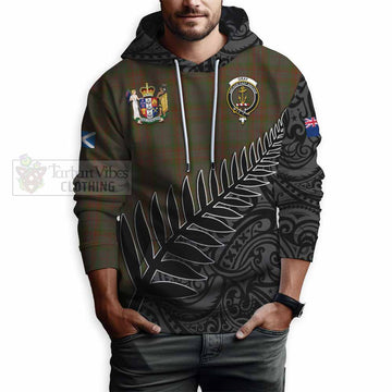 Gray Crest Tartan Hoodie with New Zealand Silver Fern Half Style