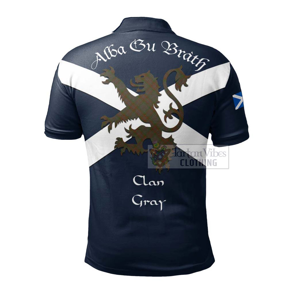 Tartan Vibes Clothing Gray Tartan Lion Rampant Polo Shirt – Proudly Display Your Heritage with Alba Gu Brath and Clan Name