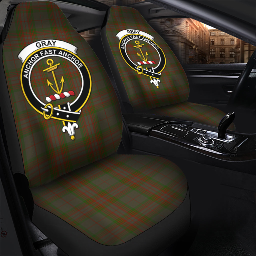 Gray Tartan Car Seat Cover with Family Crest - Tartanvibesclothing