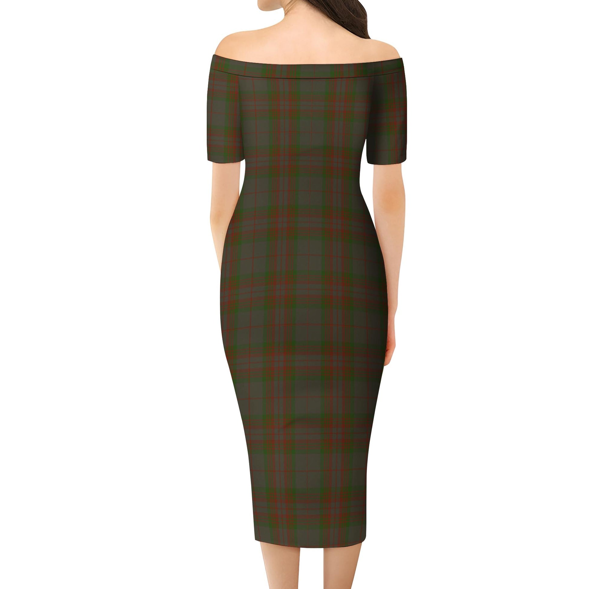 Gray Tartan Off Shoulder Lady Dress - Tartanvibesclothing