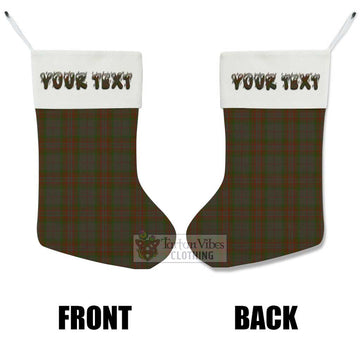 Gray Tartan Christmas Stocking with Personalized Text