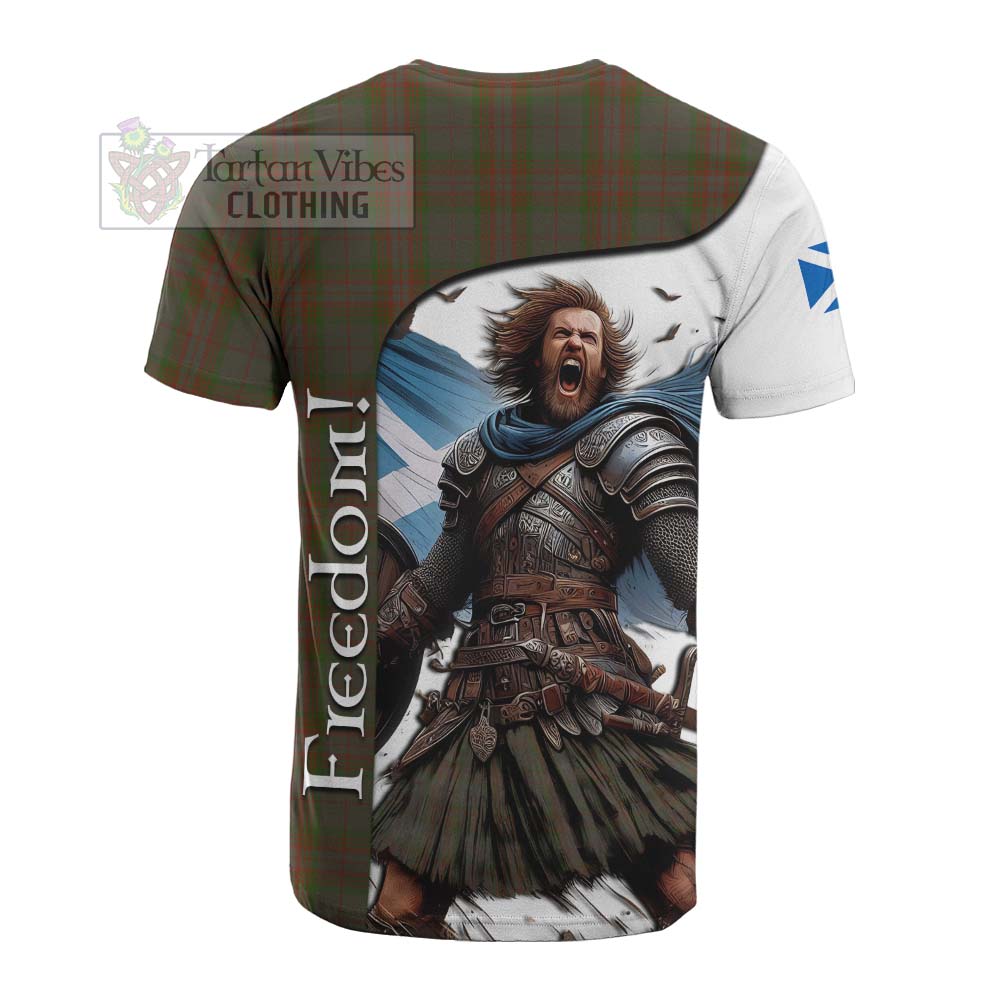 Tartan Vibes Clothing Gray Crest Tartan Cotton T-shirt Inspired by the Freedom of Scottish Warrior