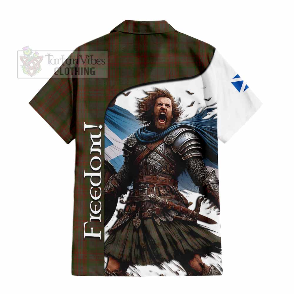 Tartan Vibes Clothing Gray Crest Tartan Short Sleeve Button Shirt Inspired by the Freedom of Scottish Warrior