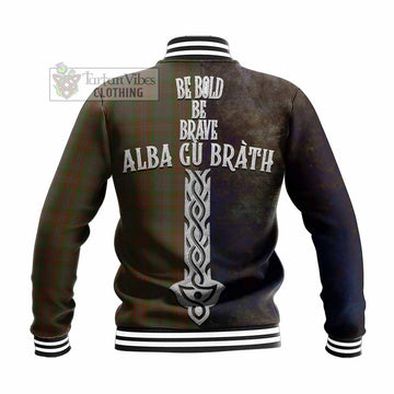Gray Tartan Family Crest Baseball Jacket Alba Gu Brath Be Brave Lion Ancient Style - Tartan Vibes Clothing