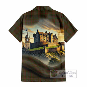 Gray Tartan Family Crest Hawaiian Shirt with Scottish Ancient Castle Style - Tartan Vibes Clothing