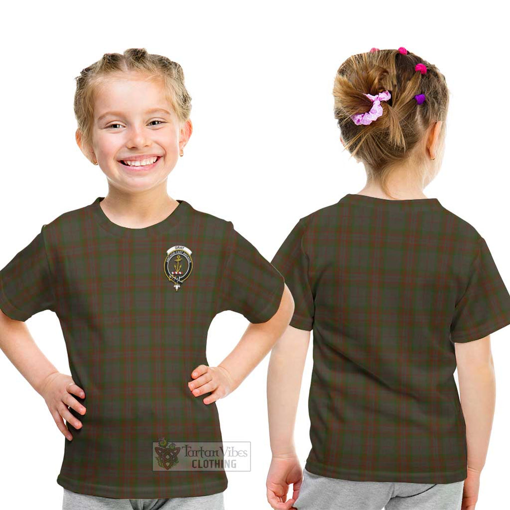 Gray Tartan Kid T-Shirt with Family Crest - Tartanvibesclothing Shop