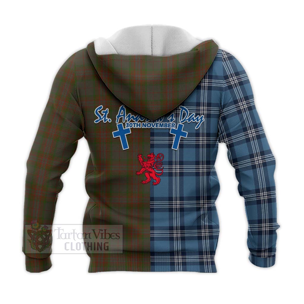 Tartan Vibes Clothing Gray Tartan Knitted Hoodie Happy St. Andrew's Day Half Tartan Style