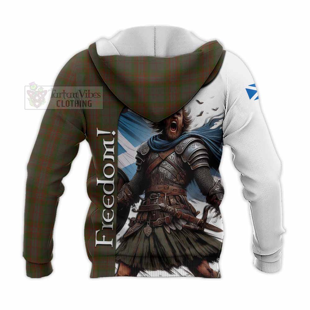 Tartan Vibes Clothing Gray Crest Tartan Knitted Hoodie Inspired by the Freedom of Scottish Warrior