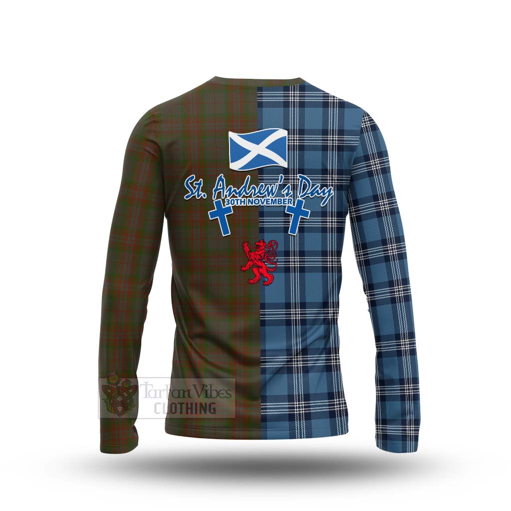 Tartan Vibes Clothing Gray Tartan Long Sleeve T-Shirt Happy St. Andrew's Day Half Tartan Style