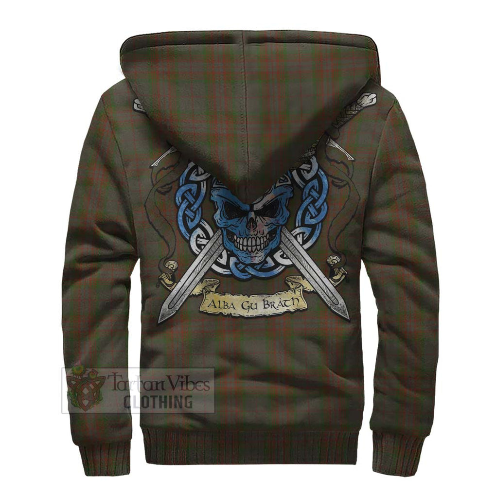 Tartan Vibes Clothing Gray Tartan Sherpa Hoodie with Family Crest Celtic Skull Style