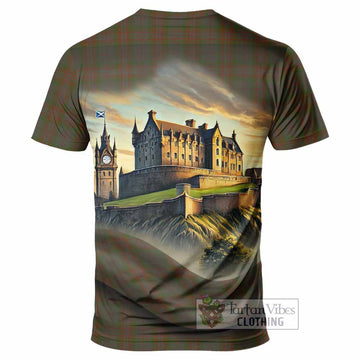 Gray Tartan Family Crest T-Shirt with Scottish Ancient Castle Style - Tartan Vibes Clothing
