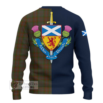 Gray Tartan Ugly Sweater with Scottish Lion Royal Arm Half Style