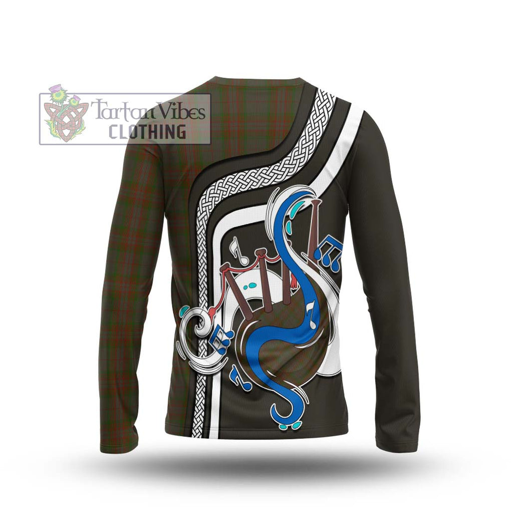 Tartan Vibes Clothing Gray Tartan Long Sleeve T-Shirt with Epic Bagpipe Style