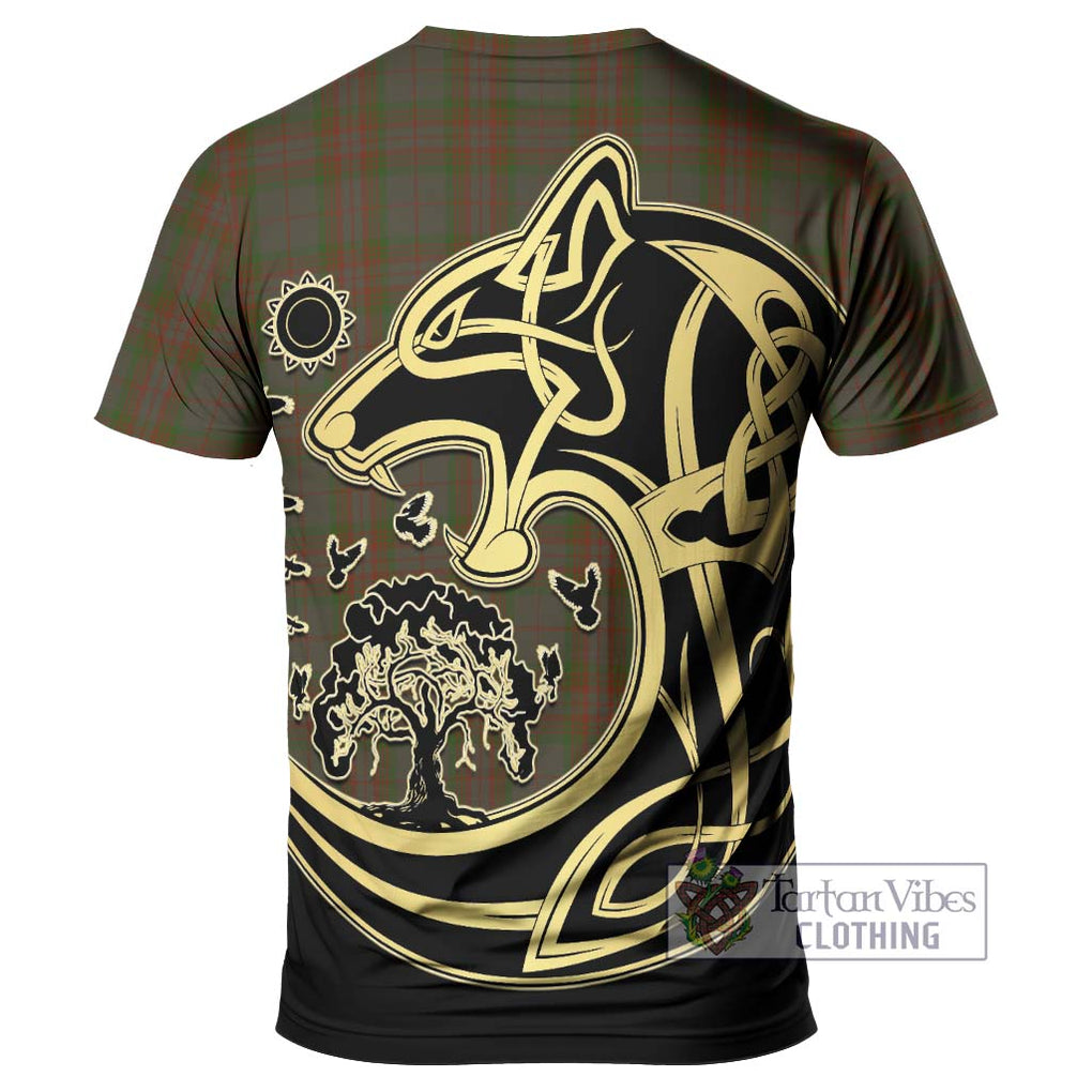 Gray Tartan T-Shirt with Family Crest Celtic Wolf Style - Tartan Vibes Clothing