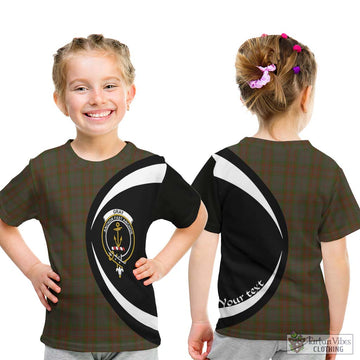 Gray Tartan Kid T-Shirt with Family Crest Circle Style