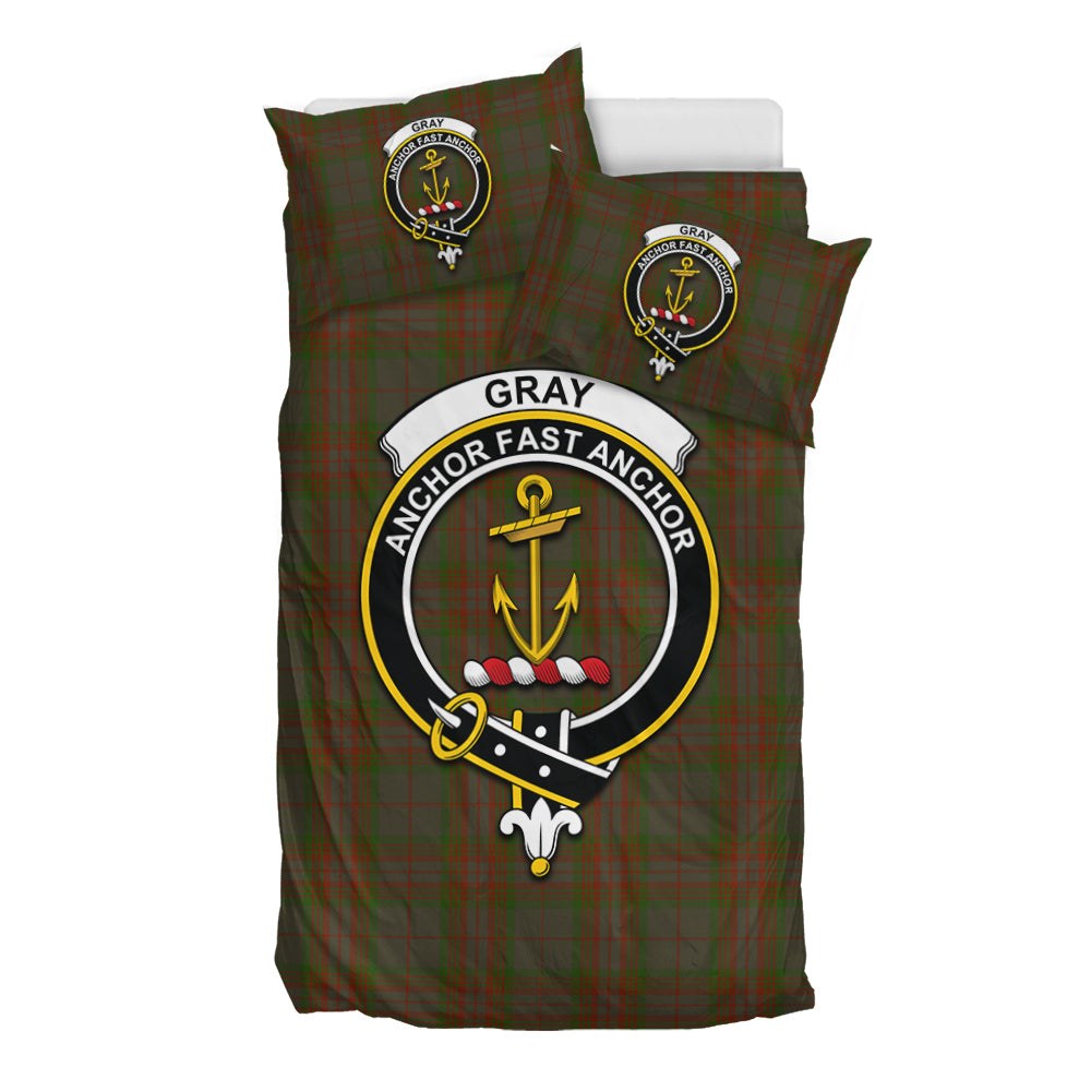 Gray Tartan Bedding Set with Family Crest - Tartan Vibes Clothing