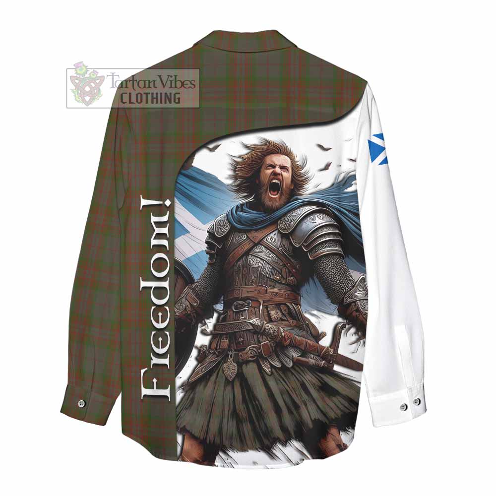 Tartan Vibes Clothing Gray Crest Tartan Women's Casual Shirt Inspired by the Freedom of Scottish Warrior