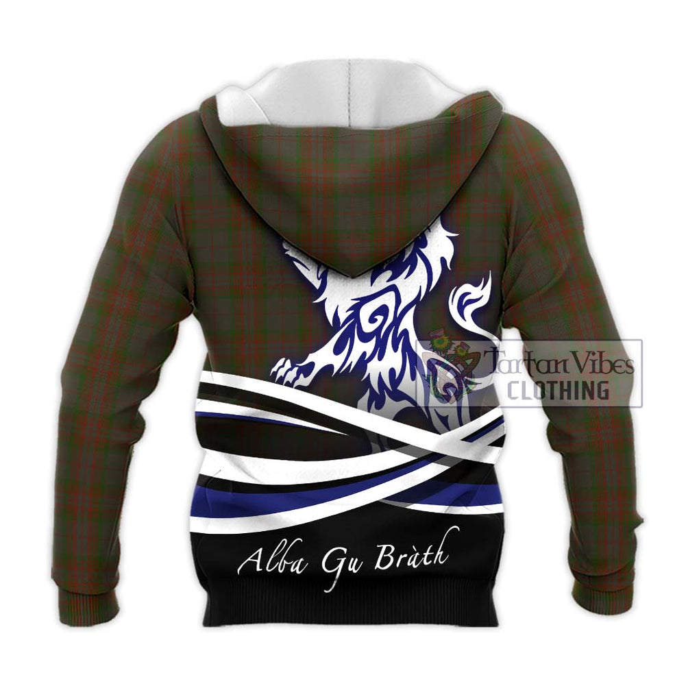 Gray Tartan Knitted Hoodie with Alba Gu Brath Regal Lion Emblem - Tartanvibesclothing Shop