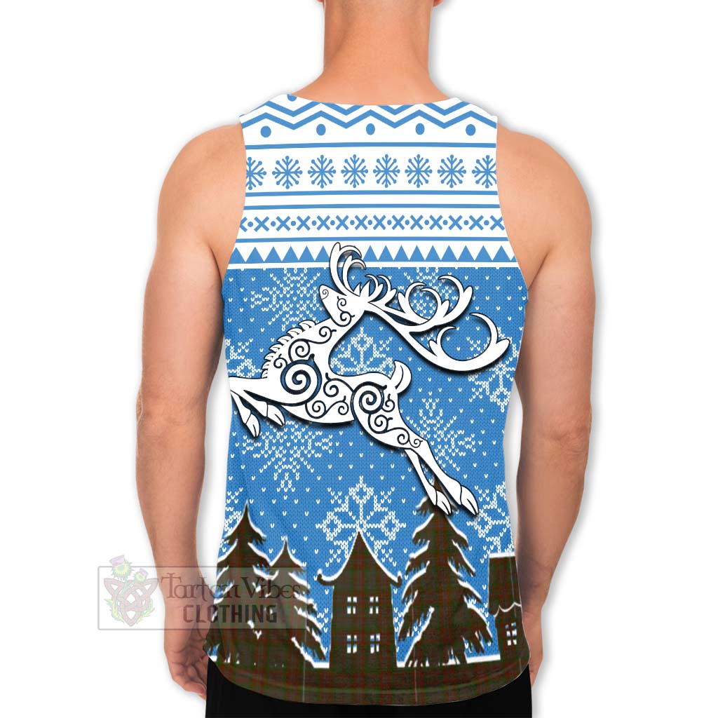 Tartan Vibes Clothing Gray Clan Christmas Men's Tank Top Celtic Reindeer Style