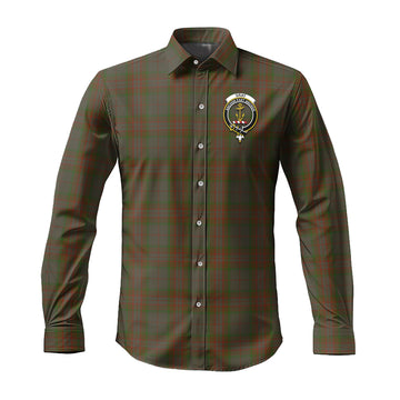 Gray Tartan Long Sleeve Button Up Shirt with Family Crest