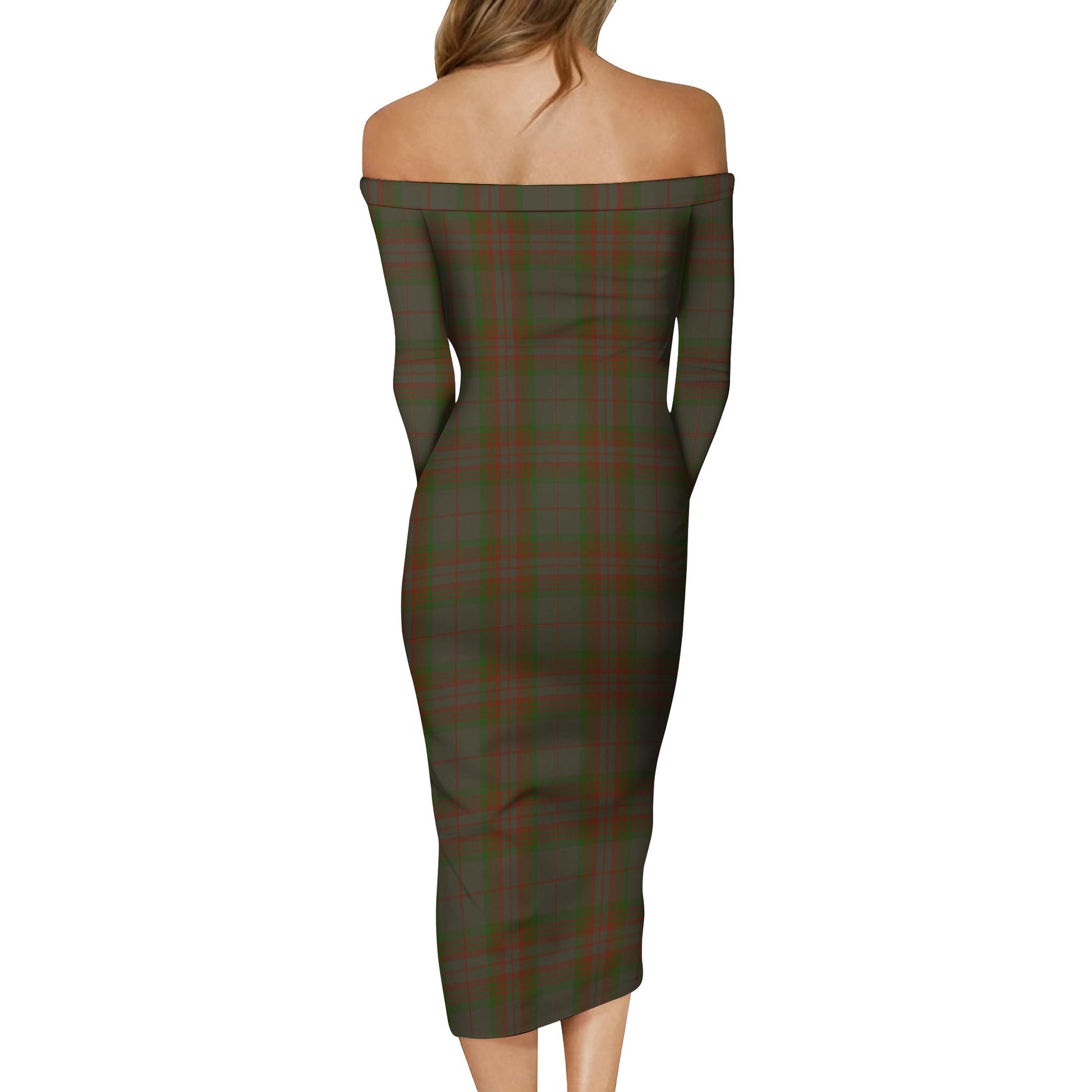 Gray Tartan Off Shoulder Lady Dress - Tartanvibesclothing