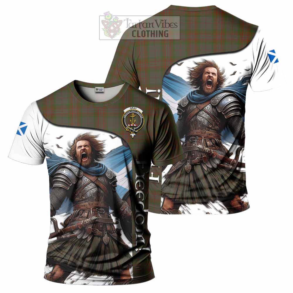 Gray Crest Tartan T-Shirt Inspired by the Freedom of Scottish Warrior