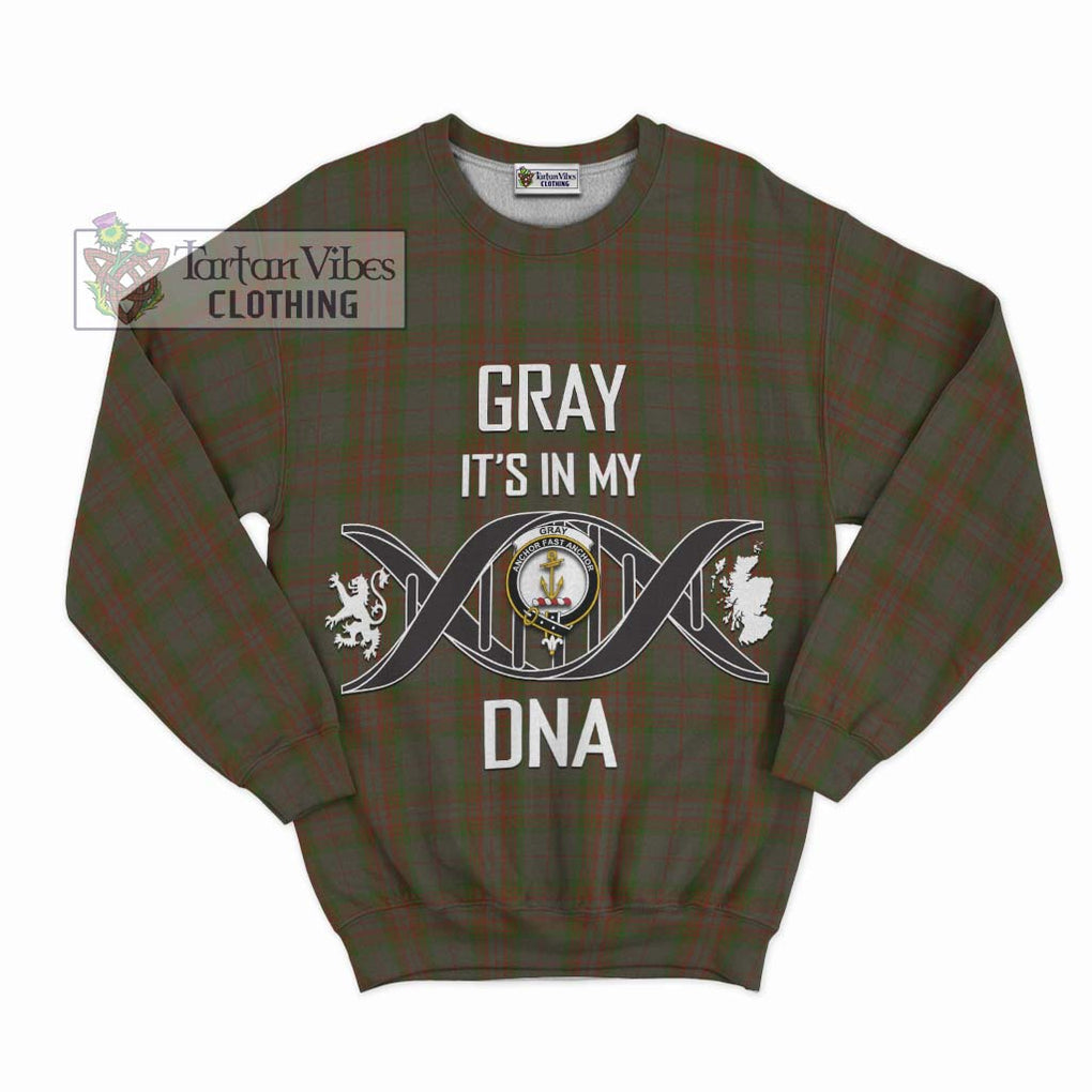 Gray Tartan Sweatshirt with Family Crest DNA In Me Style - Tartanvibesclothing Shop