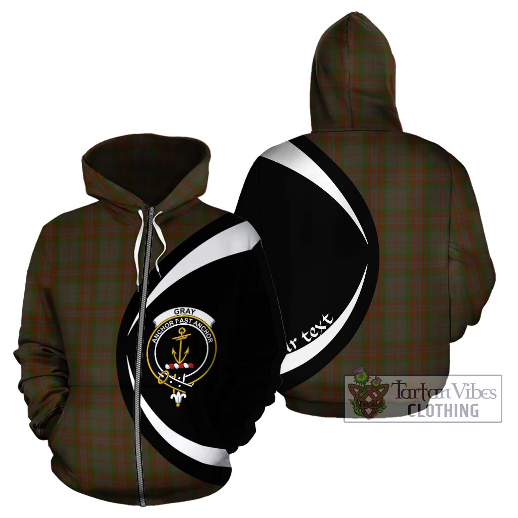 Tartan Vibes Clothing Gray Tartan Hoodie with Family Crest Circle Style