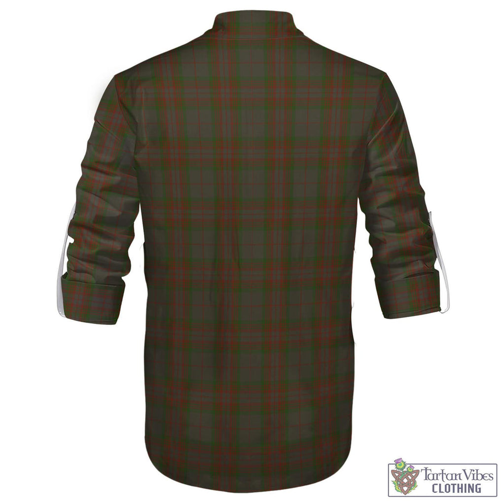 Tartan Vibes Clothing Gray Tartan Men's Scottish Traditional Jacobite Ghillie Kilt Shirt with Family Crest