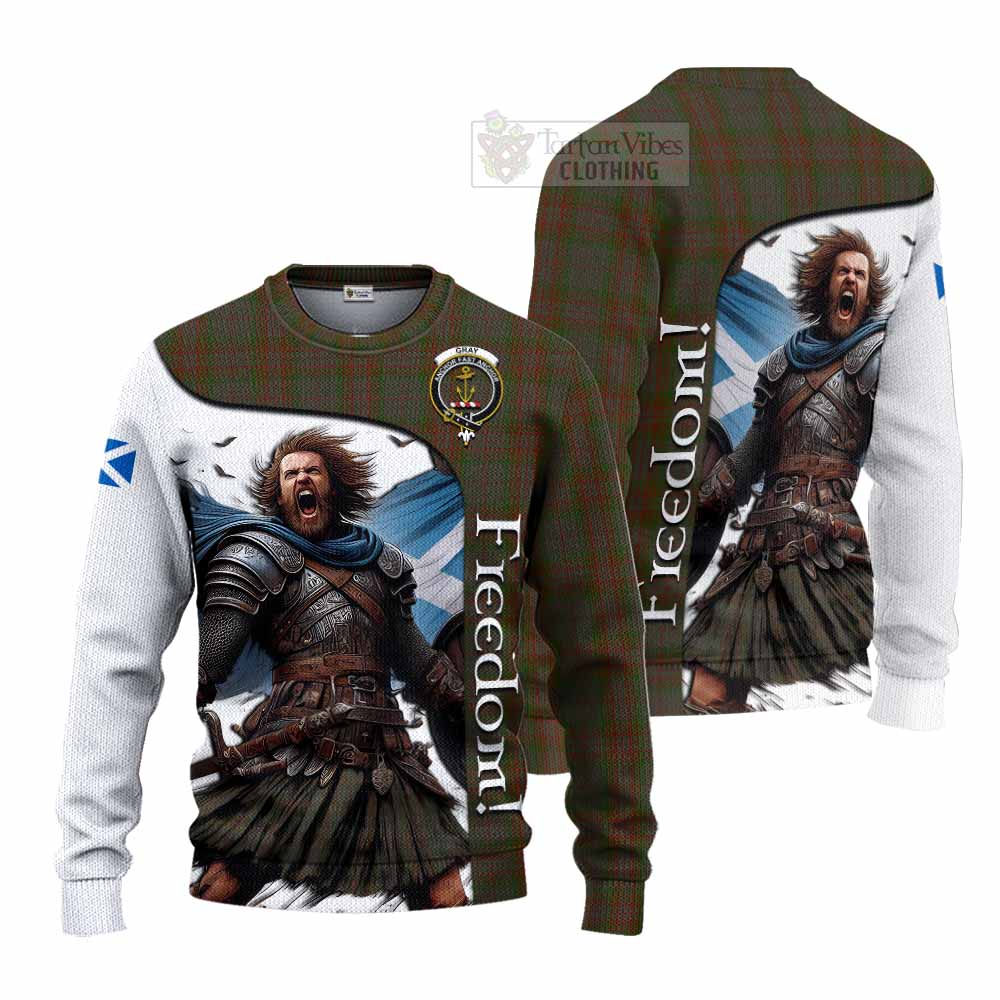 Tartan Vibes Clothing Gray Crest Tartan Knitted Sweater Inspired by the Freedom of Scottish Warrior