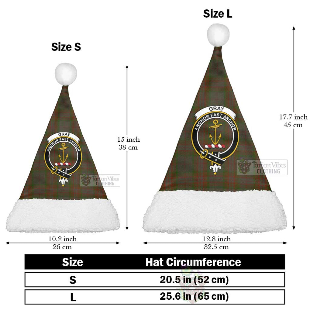 Tartan Vibes Clothing Gray Tartan Christmas Santa Hats with Family Crest