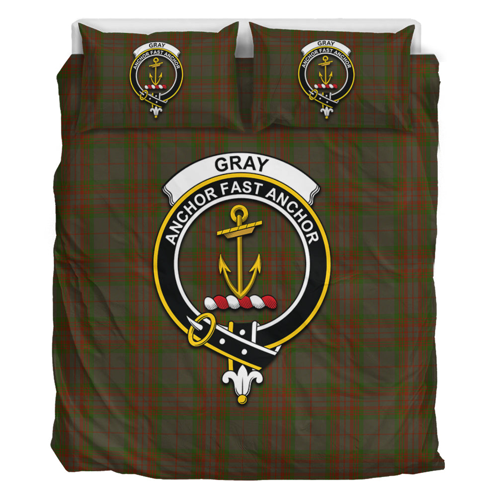 Gray Tartan Bedding Set with Family Crest - Tartan Vibes Clothing