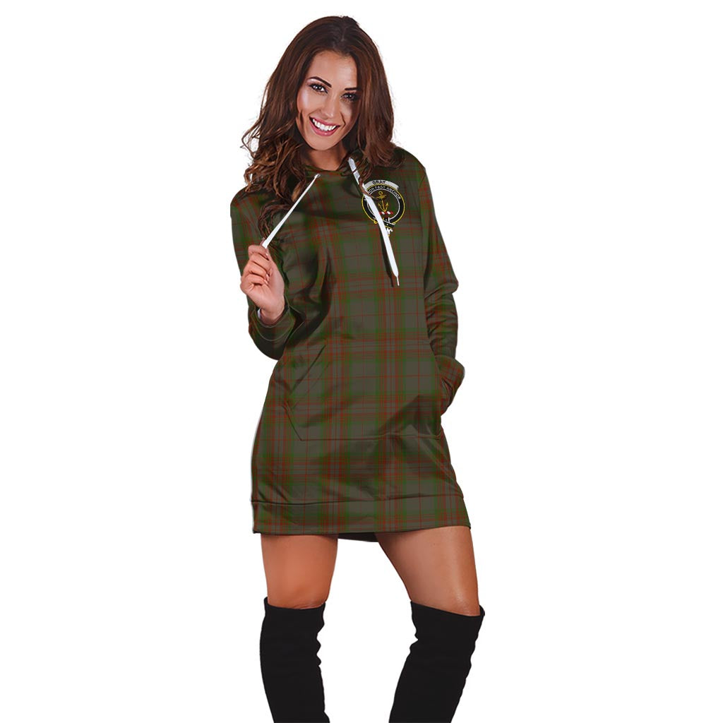 Gray Tartan Hoodie Dress with Family Crest - Tartan Vibes Clothing