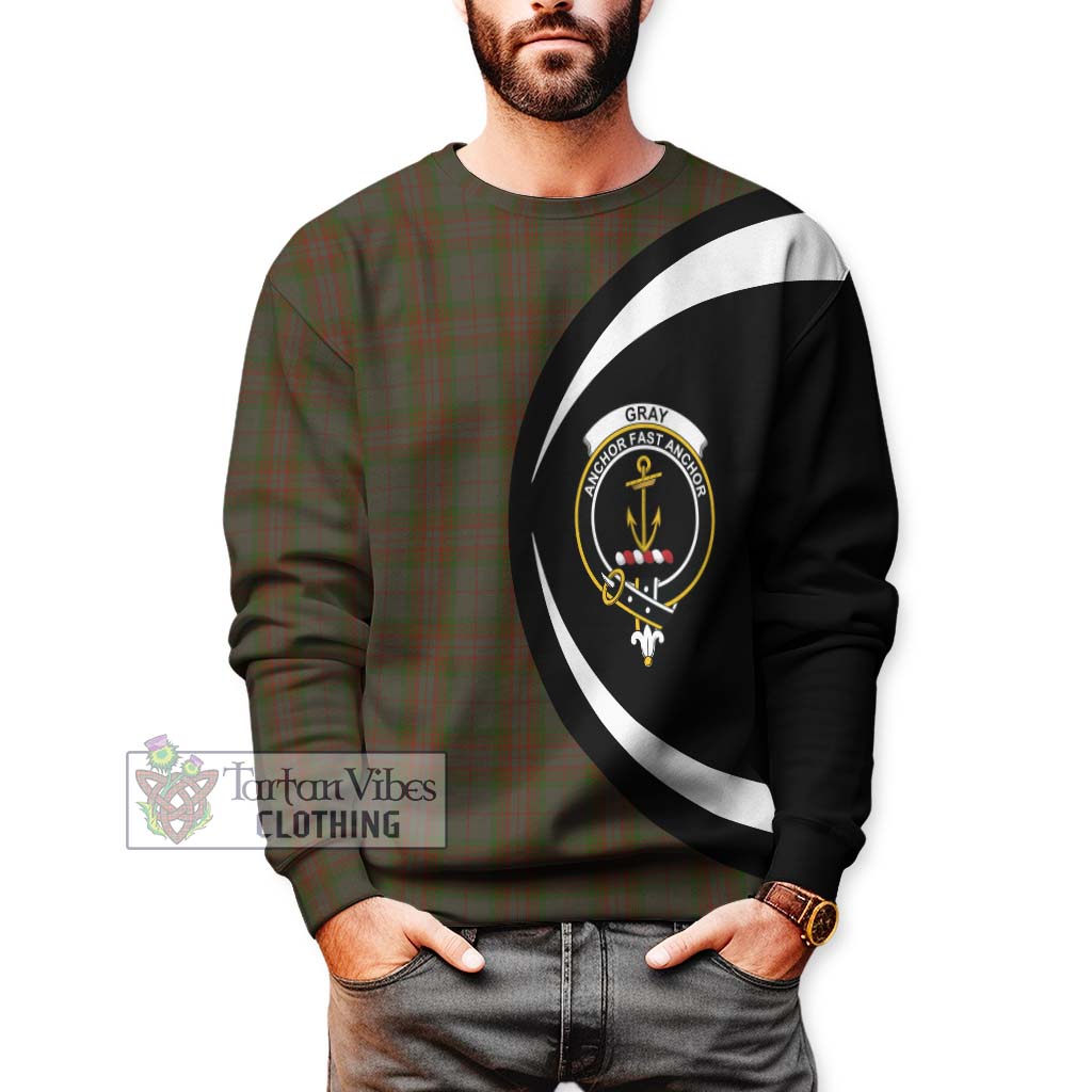 Gray Tartan Sweatshirt with Family Crest Circle Style - Tartan Vibes Clothing