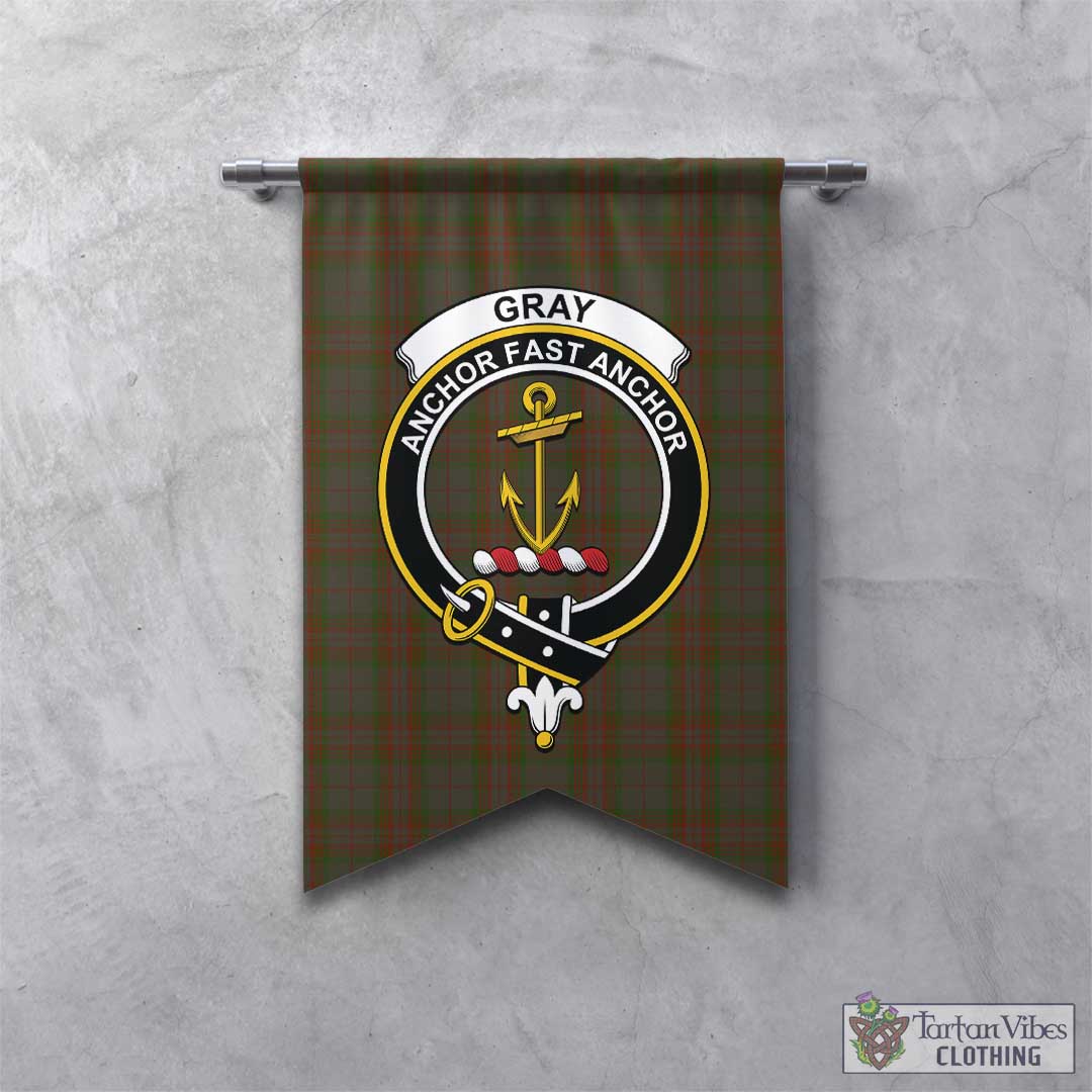 Tartan Vibes Clothing Gray Tartan Gonfalon, Tartan Banner with Family Crest