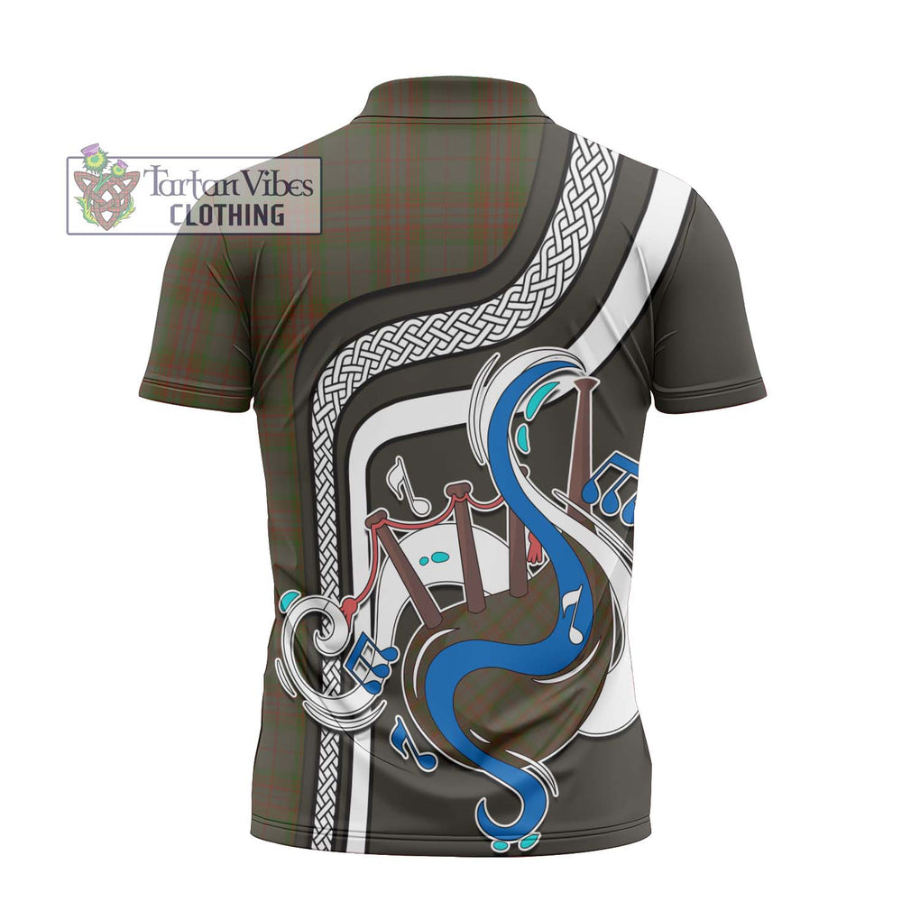 Gray Tartan Zipper Polo Shirt with Epic Bagpipe Style - Tartanvibesclothing Shop