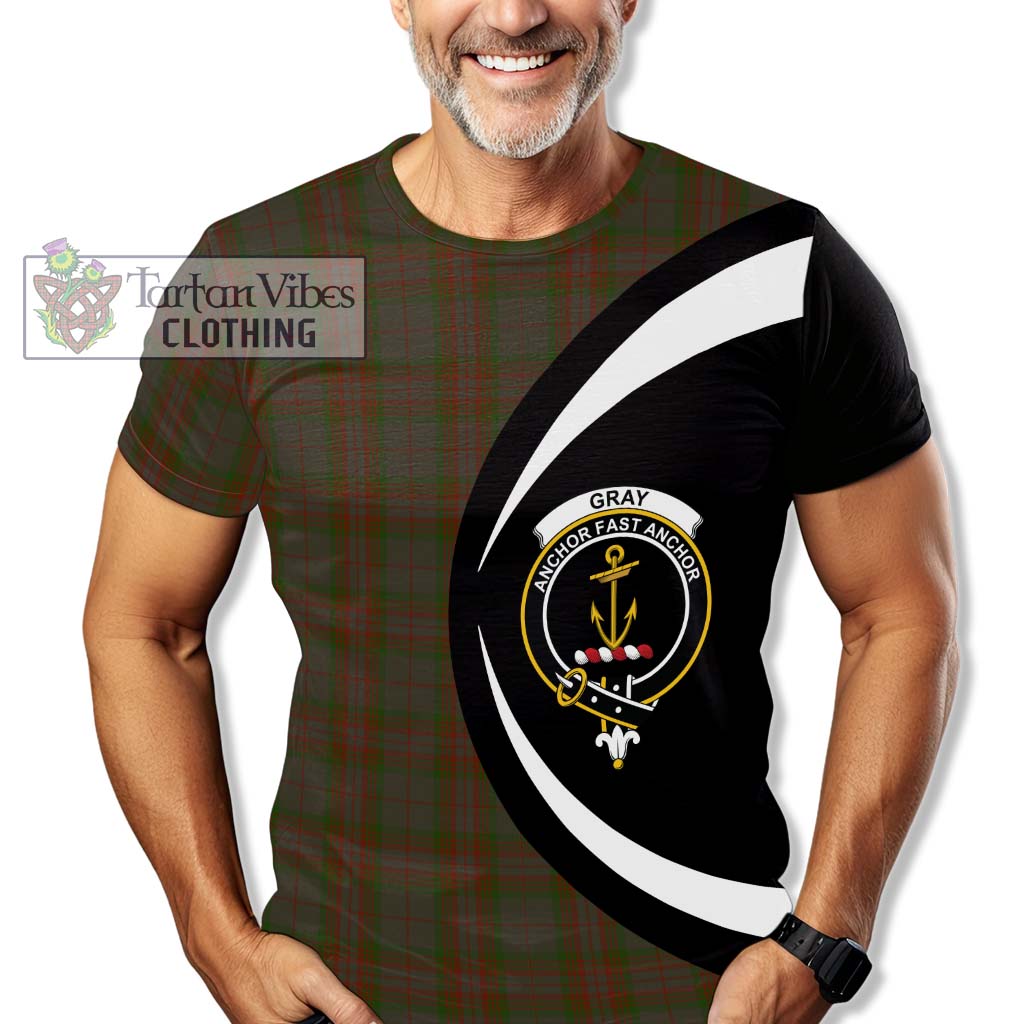 Tartan Vibes Clothing Gray Tartan T-Shirt with Family Crest Circle Style