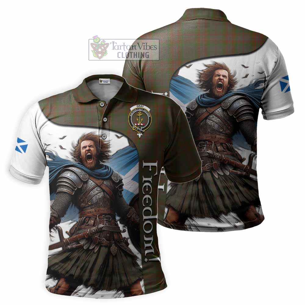 Tartan Vibes Clothing Gray Crest Tartan Polo Shirt Inspired by the Freedom of Scottish Warrior