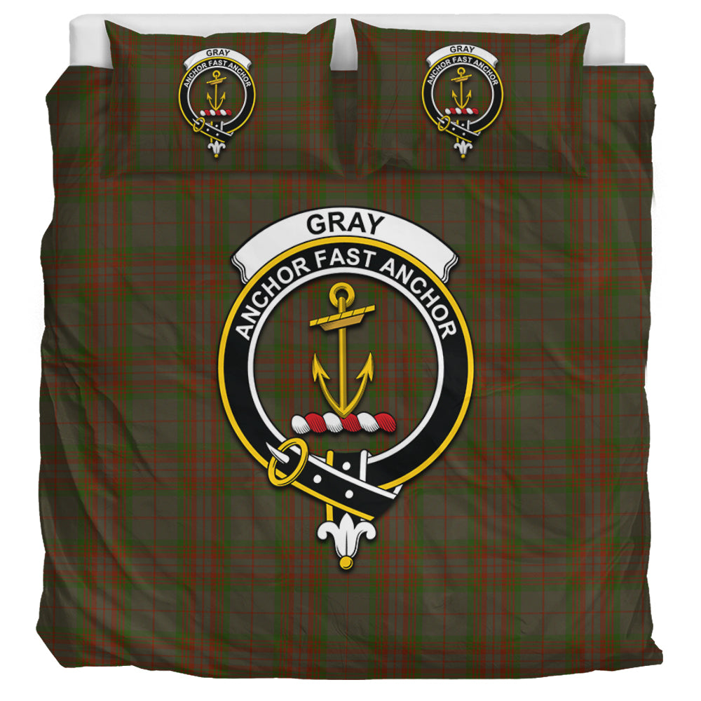 Gray Tartan Bedding Set with Family Crest UK Bedding Set UK Super King 104*94 inch - Tartan Vibes Clothing