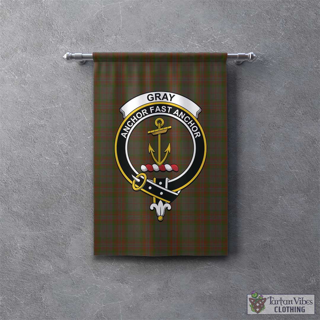 Tartan Vibes Clothing Gray Tartan Gonfalon, Tartan Banner with Family Crest