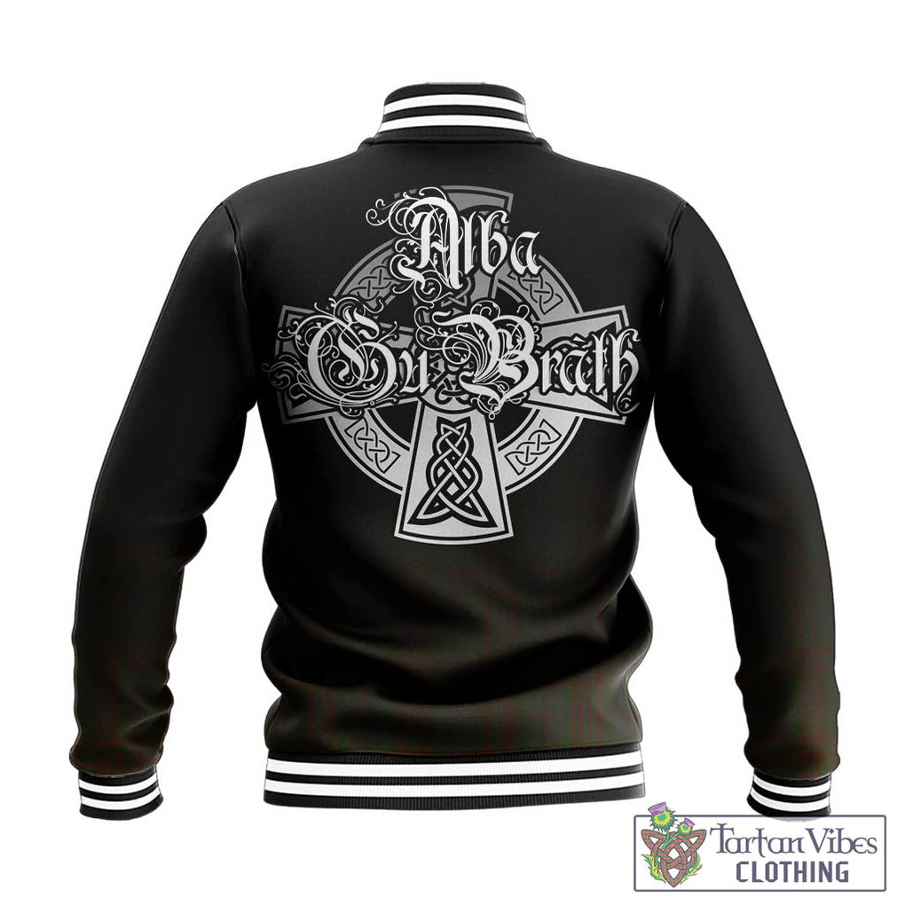 Tartan Vibes Clothing Gray Tartan Baseball Jacket Featuring Alba Gu Brath Family Crest Celtic Inspired