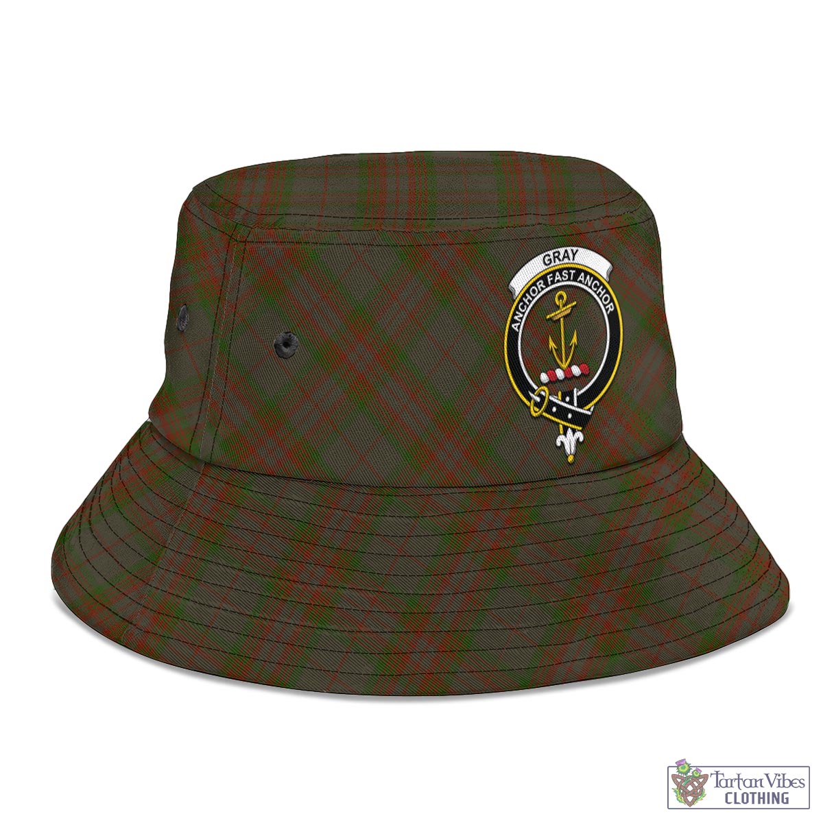 Tartan Vibes Clothing Gray Tartan Bucket Hat with Family Crest