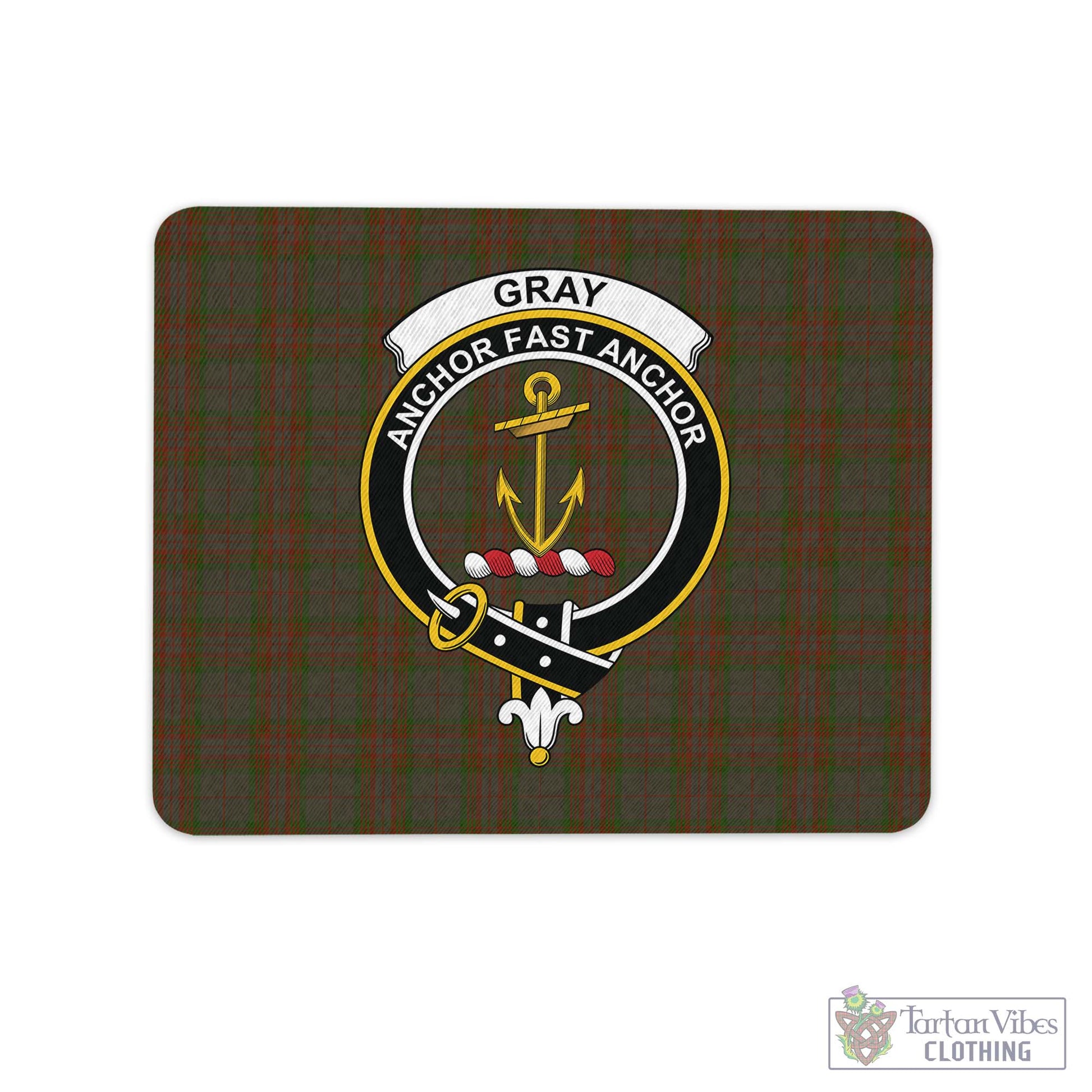 Tartan Vibes Clothing Gray Tartan Mouse Pad with Family Crest