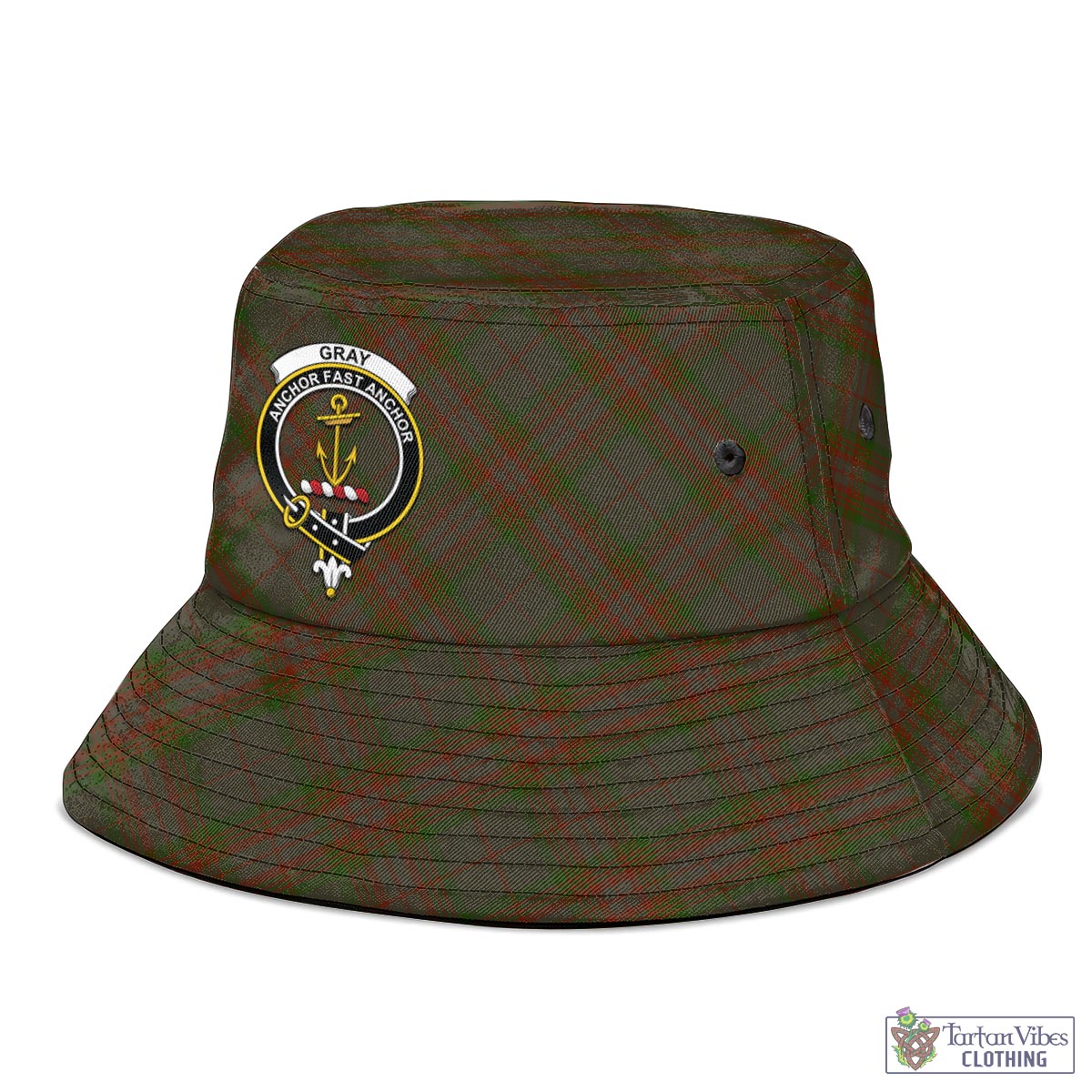 Tartan Vibes Clothing Gray Tartan Bucket Hat with Family Crest