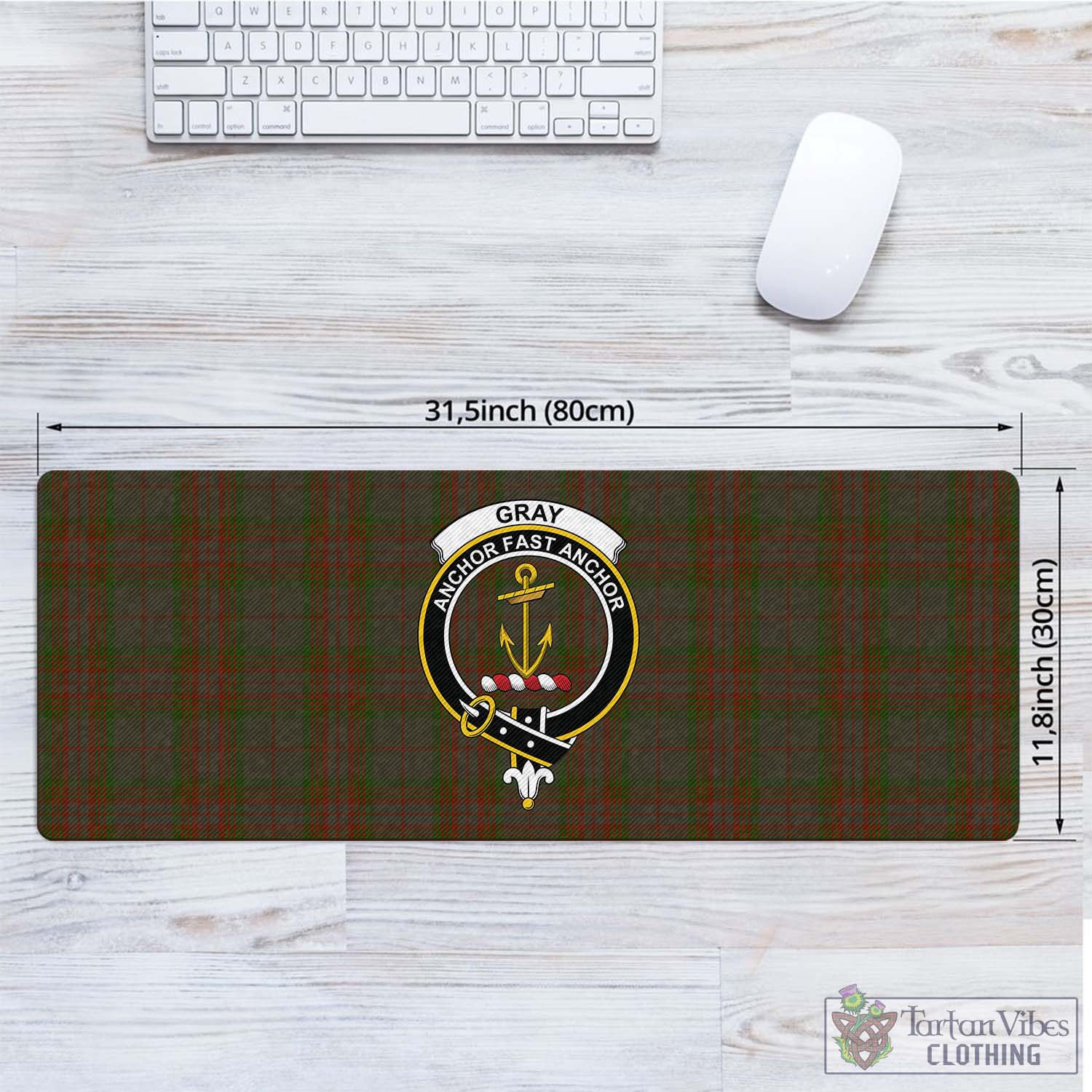 Tartan Vibes Clothing Gray Tartan Mouse Pad with Family Crest