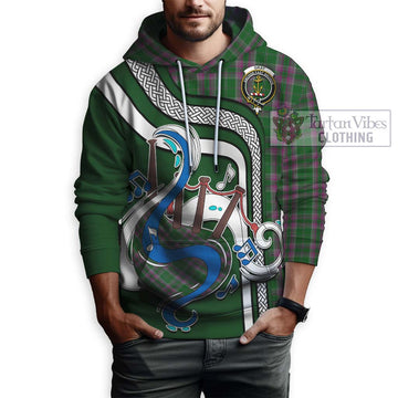 Gray Hunting Tartan Hoodie with Epic Bagpipe Style