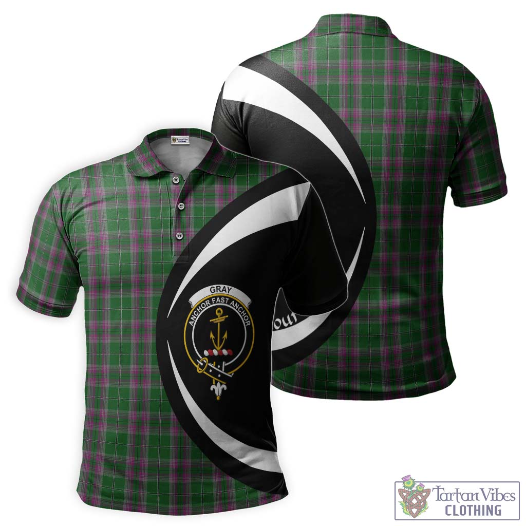 Gray Hunting Tartan Men's Polo Shirt with Family Crest Circle Style Kid - Tartan Vibes Clothing