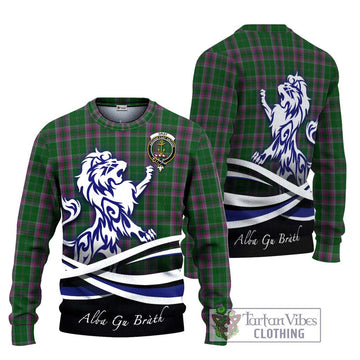 Gray Hunting Tartan Ugly Sweater with Alba Gu Brath Regal Lion Emblem