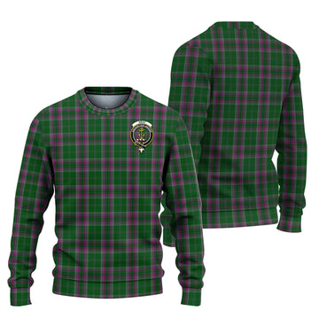 Gray Hunting Tartan Ugly Sweater with Family Crest